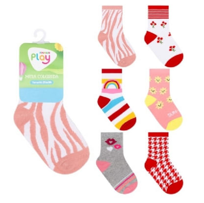 KIT MEIA COLORIDA - 6 PARES - FEMININO - TAMANHO 31 AO 34 # 0008177 - PIMPOLHO