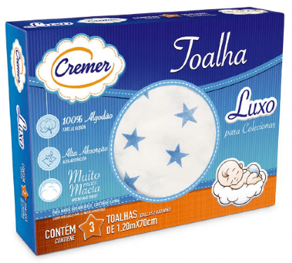 TOALHA FRALDA LUXO ESTAMPADA - MENINO - 3 UNIDADES # 332926 - CREMER