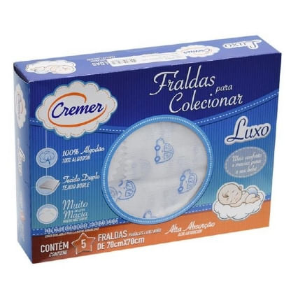 KIT FRALDA LUXO  - TECIDO DUPLO - MASCULINO - 5 UNIDADES # 372816 - CREMER