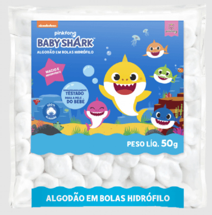 ALGODÃO BOLAS BRANCO - BABY SHARK - 50G # 637755 - CREMER