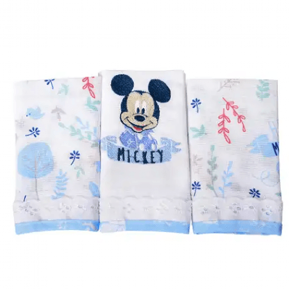 KIT BABETE BORDADA MICKEY - 32CMX32CM - 3 UNIDADES # 3998 - MINASREY