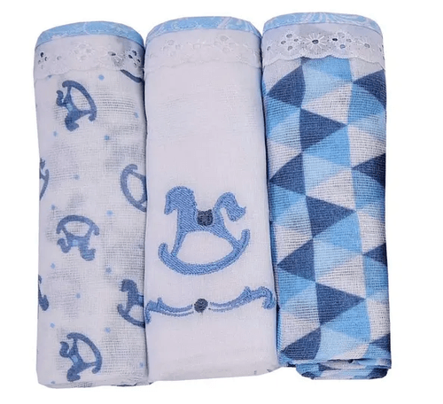 FRALDA 70X68 - MUITO MIMO BORDADO ESTAMPADA - 3 UNIDADES # 5678 - MINASREY