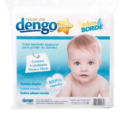 FRALDA DENGO PINTE E BORDE 70X70 - COM 5 UNIDADES # 7013 - MINASREY