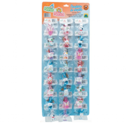 KIT CARTELA - PRENDEDORES DE CHUPETA DE SILICONE - WILL BABYS - 24 UNIDADES # 9036 - NINO & NINA