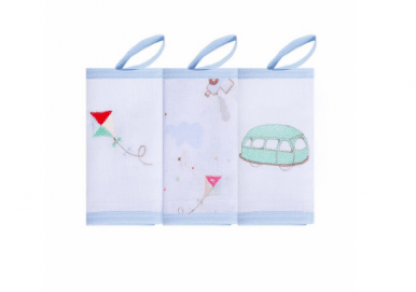 BABETE COM PRENDEDOR DE CHUPETA BORDADA E ESTAMPADA - 32X32CM - PIPA - 3 UNIDADES # 10941428 - PAPI