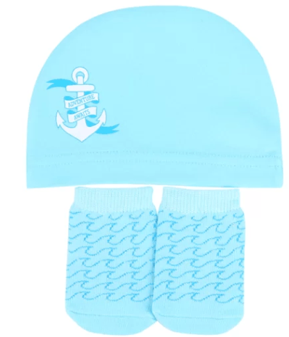 KIT MEIA E GORRO -  MASCULINO - RECÉM NASCIDO # 0008748 - PIMPOLHO