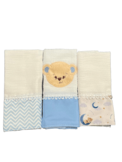 KIT TOALHA DE BOCA - 3 UNIDADES - URSO AZUL # EC184.0030-05 - BABY DUFY