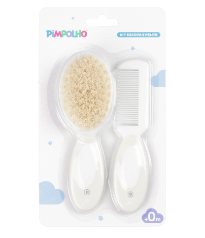KIT ESCOVA E PENTE DE CERDAS NATURAIS # 0009492 - PIMPOLHO
