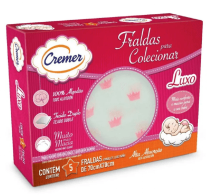 FRALDA LUXO ESTAMPADA FEMININA -  5 UNIDADES # 372809 - CREMER