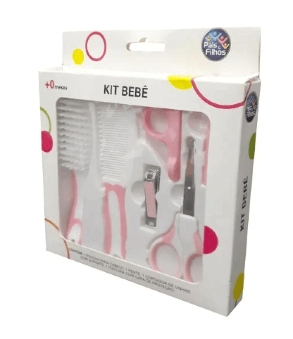 KIT BEBÊ ESCOVA PARA CABELO + PENTE + CORTADOR DE UNHAS E TESOURA # 7160 - GALA PAIS & FILHOS
