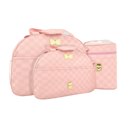 KIT BOLSA/FRASQUEIRA/PORTA MAMADEIRA/TROCADOR - XADREZ # 1053/54 - MAVE BABY