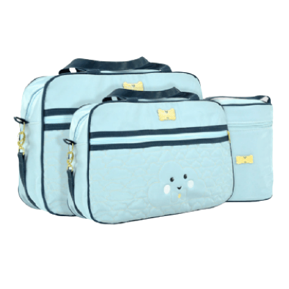 KIT BOLSA/FRASQUEIRA/PORTA MAMADEIRA/TROCADOR - NUVEM # 1055/56 - MAVE BABY