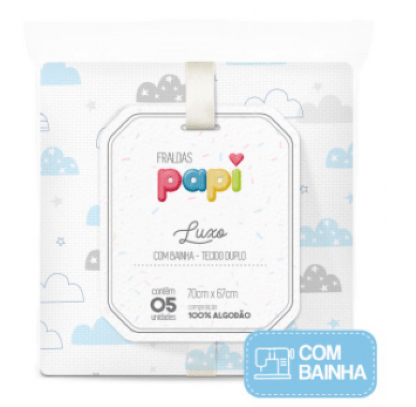 FRALDA LUXO ESTAMPADA COM BAINHA - 70X67CM - 5 UNIDADES # 10850375 - PAPI