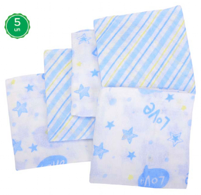 FRALDA COM BAINHA - 70X65CM -  BABY NICE - 5 UNIDADES # 346604 - MINASREY