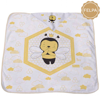 TOALHA FELPA ABELHINHA - 90X70CM - FILHOTES # 329902 - MINASREY