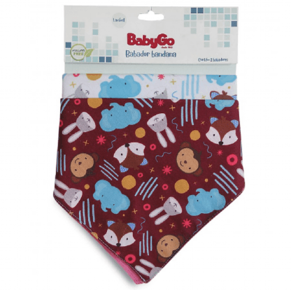 KIT BABADOR BANDANA DECORADO - 2 UNIDADES - NATUREZA - 0 A 6 MESES # 01453 - DERMIWIL BABY GO