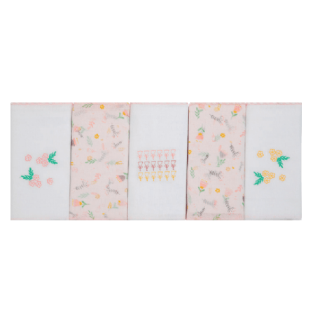 FRALDA BORDADA E ESTAMPADA - 70X68 - PAPI COMPOSÊ - TULIPA - 5 UNIDADES # 35081607 - PAPI