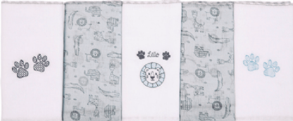 FRALDA BORDADA E ESTAMPADA - 70X68 - PAPI COMPOSÊ - SELVA RABISCO - 5 UNIDADES # 35081613 - PAPI