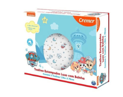 TOALHA LUXO ESTAMPADA - 3 UNIDADES - PATRULHA CANINA # 646009 - CREMER