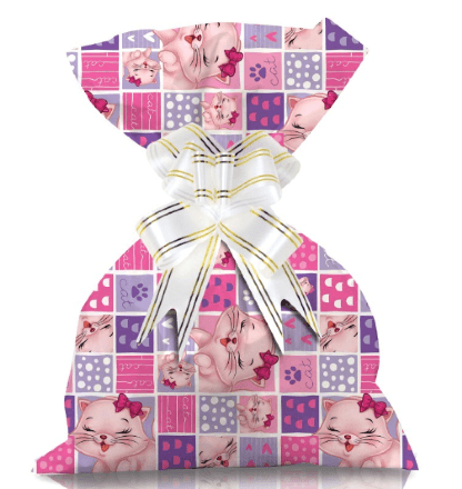 SAQUINHO PARA PRESENTE - 43CMX59CM - LITTLE CAT - 50 UNIDADES # 1222-199 - GALA PAIS & FILHOS