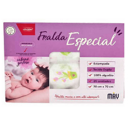 FRALDA ESTAMPADA - 70X70CM - 5 UNIDADES # 1761 - MINASREY