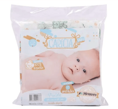 FRALDA CARÍCIA ESTAMPADA - 65X65CM - 5 UNIDADES # 1173 - MINASREY