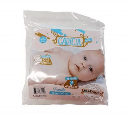 FRALDA CARICIA - 65CM x 65CM -  5 UNIDADES # 1172 - MINASREY