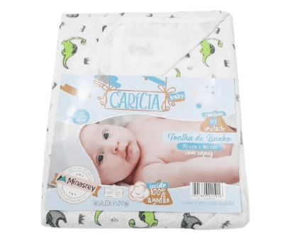 TOALHA COM CAPUZ COM FORRO CARICIA BABY #1101 - MINASREY