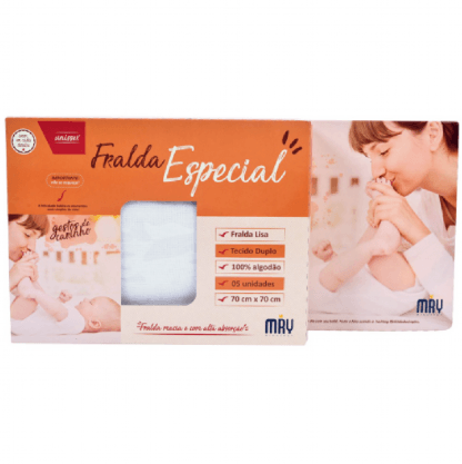 FRALDA LISA - 5 UNIDADES - 70X70CM # 1760 - MINASREY