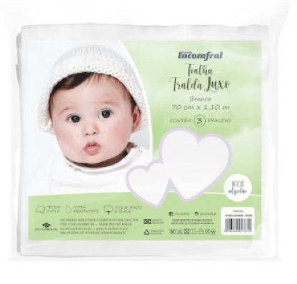 TOALHA FRALDA LUXO - 3 UNIDADES # 770070 - INCOMFRAL