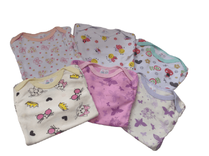 KIT BODY MANGA LONGA ESTAMPADO - 6 UNIDADES - TAMANHO P AO G # 504 - LUANA BABY