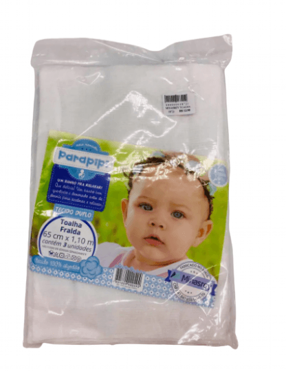 TOALHA FRALDA LISA PARAPIPI - 65CMX110CM - 3 UNIDADES # 1039 - MINASREY