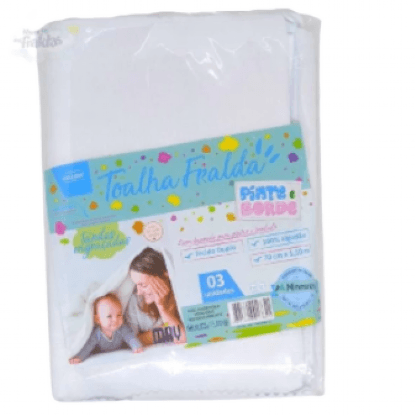 TOALHA FRALDA PINTE BORDE  70CMX110CM LISA  - 3 UNIDADES # 1784 - MINASREY