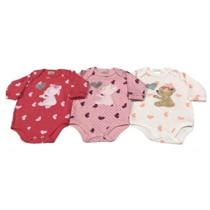 BODY SUEDINE MANGA LONGA - BORDADO - FEMININO - TAMANHO  RN AO G # 3854 - KORTE REKORTE