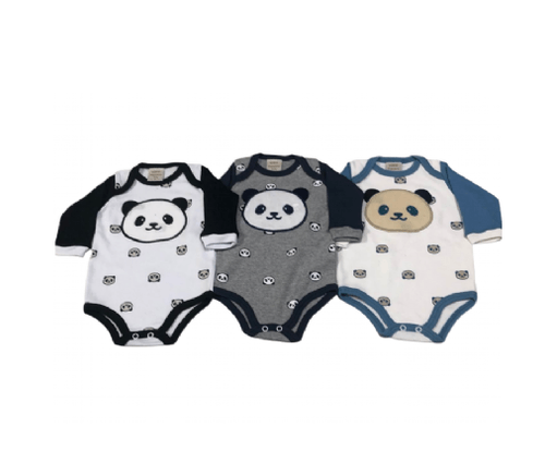 KIT BODY MANGA LONGA ESTAMPADO - 3 PEÇAS - TAMANHO RN AO G # 3816N - KORTE REKORTE