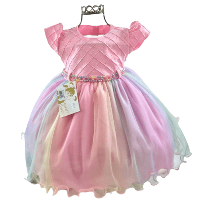 VESTIDO DE FESTA - ARCO-IRIS - TAMANHO P AO G # 2186 - MENINA BONITA