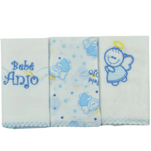 BABETE BEBÊ ANJO - 32X32CM - 3 UNIDADES # 3778 - MINASREY
