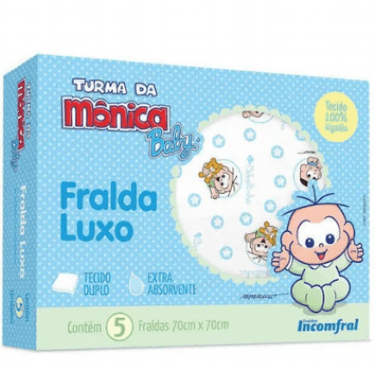FRALDA LUXO TURMA DA MÔNICA - 5 UNIDADES # 32032 - INCOMFRAL