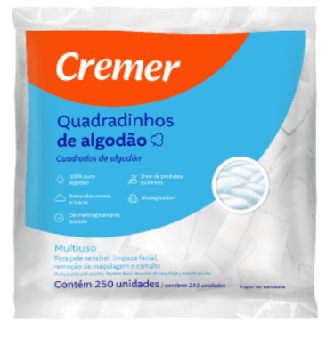 ALGODÃO QUADRADO - 250 UNIDADES # 652994 - CREMER