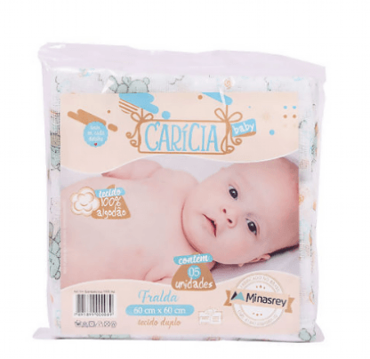 KIT FRALDA ESTAMPADA CARICIA - 60X60CM - 5 UNIDADES # 1114 - MINASREY