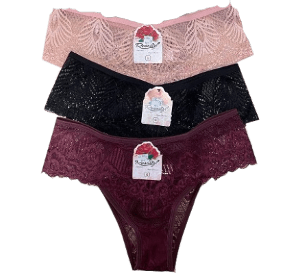 KIT CALCINHA TANGA  RENDA - 3 UNIDADES - TAMANHO P AO G # 705 - ROSASTYL