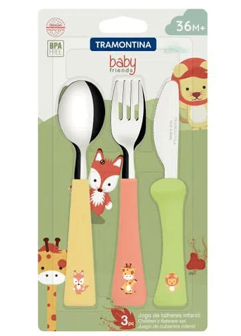 JOGO DE TALHERES INOX INFANTIL - BABY FRIENDS - 3 PEÇAS # 23797906 - TRAMONTINA
