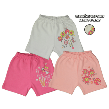 KIT SHORTS - 3 UNIDADES - TAMANHO P AO EG # 6665 - PETUTINHA