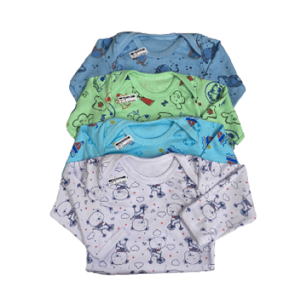 KIT BODY CANELADO MANGA LONGA ESTAMPADA  - 6 UNIDADES # 474 - TOP CHOT