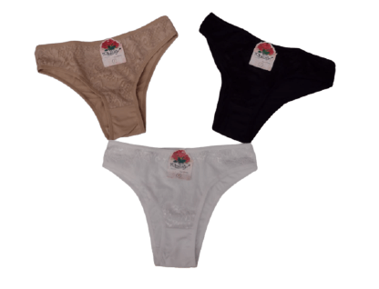 TANGA CONFORT COM RENDA - 3 UNIDADES - TAMANHO P AO G # 721 - ROSASTYL