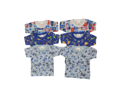 KIT CAMISETA MANGA CURTA ESTAMPADA COM BOTÃO - 6 UNIDADES - TAMANHO P AO G # 600113 - MAFESSONI