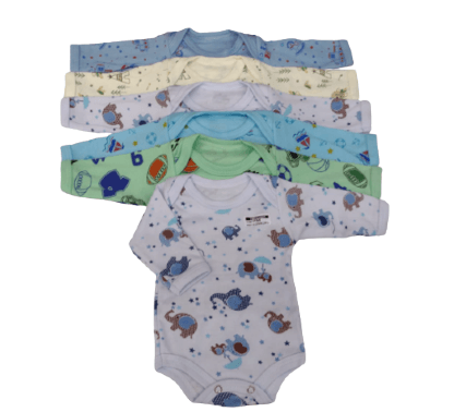 KIT BODY MANGA LONGA CANELADO - ESTAMPADO - PREMATURO - 6 UNIDADES # 028 - TOP CHOT