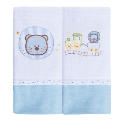 CUEIRO MANTA BORDADOS - 80X80CM - LEÃOZINHO - 2 UNIDADES # 27871501 - PAPI