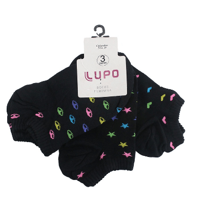 MEIA SOQUETE - FEMININO-  3 PARES # 04535-989 - LUPO