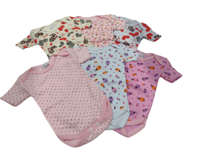 KIT BODY MANGA CURTA- 6 UNIDADES - TAMANHO  P AO G # 505 - LUANA BABY